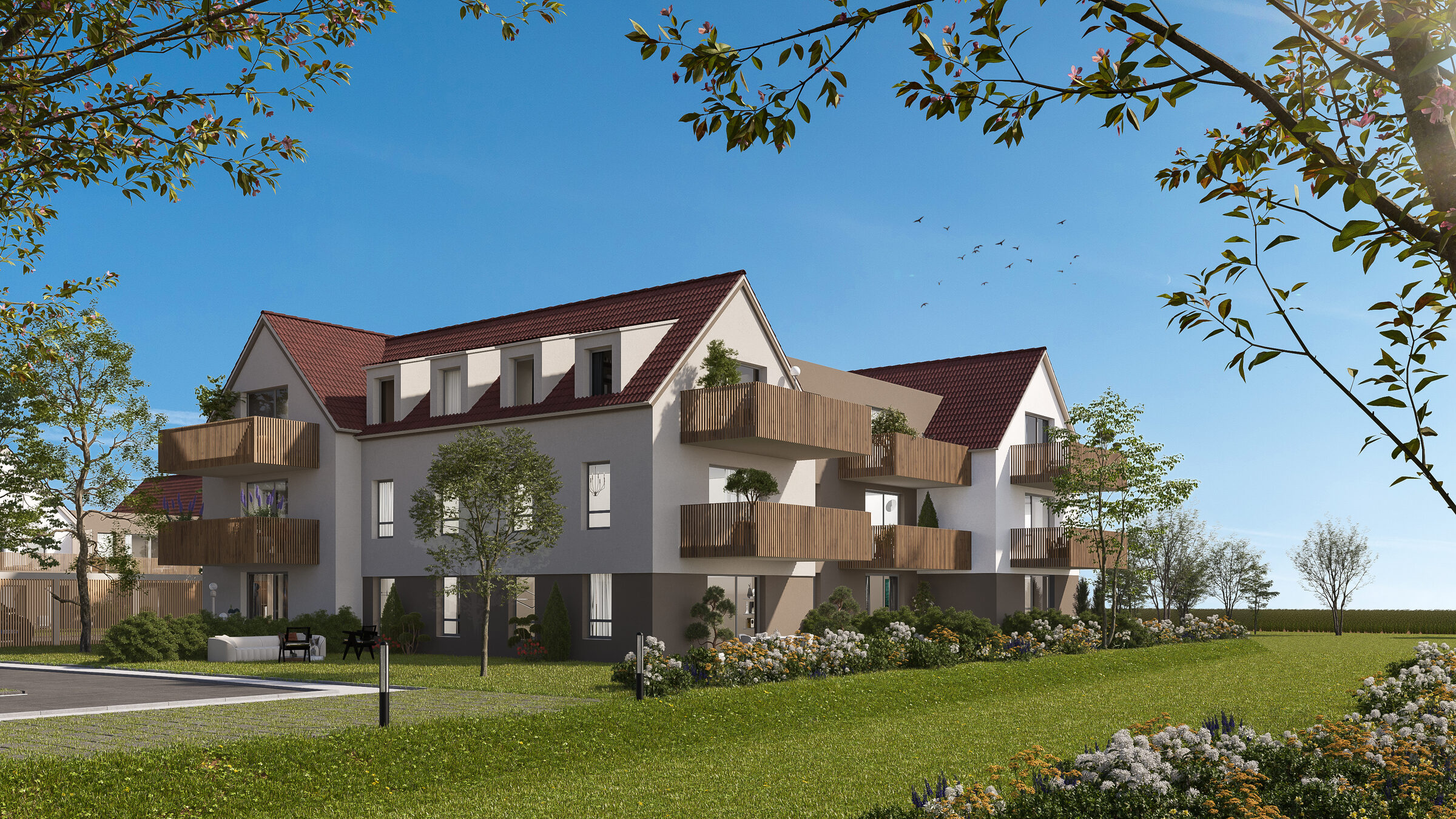 Perspective de la Résidence Innova à Weitbruch, collectif contemporain avec balcons